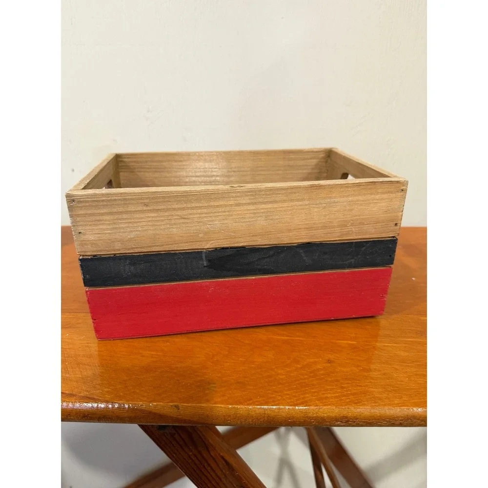 Rustic Wooden Santa Suit Christmas Crate Holiday Decor Storage Bin with Handles